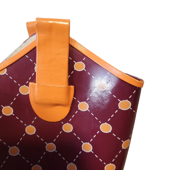 Stadium Stompers Women's Polka Dot Rain Boots Orange/ Raspberry Color Size 39. - Picture 7 of 11